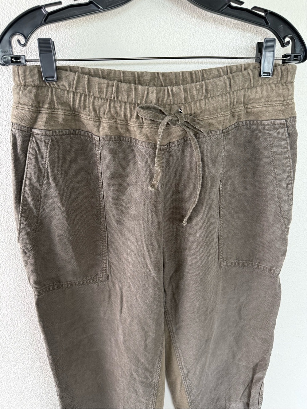 James Perse Relaxed Canvas Linen Blend Pants Joggers Army Green Brown - Picture 3 of 10